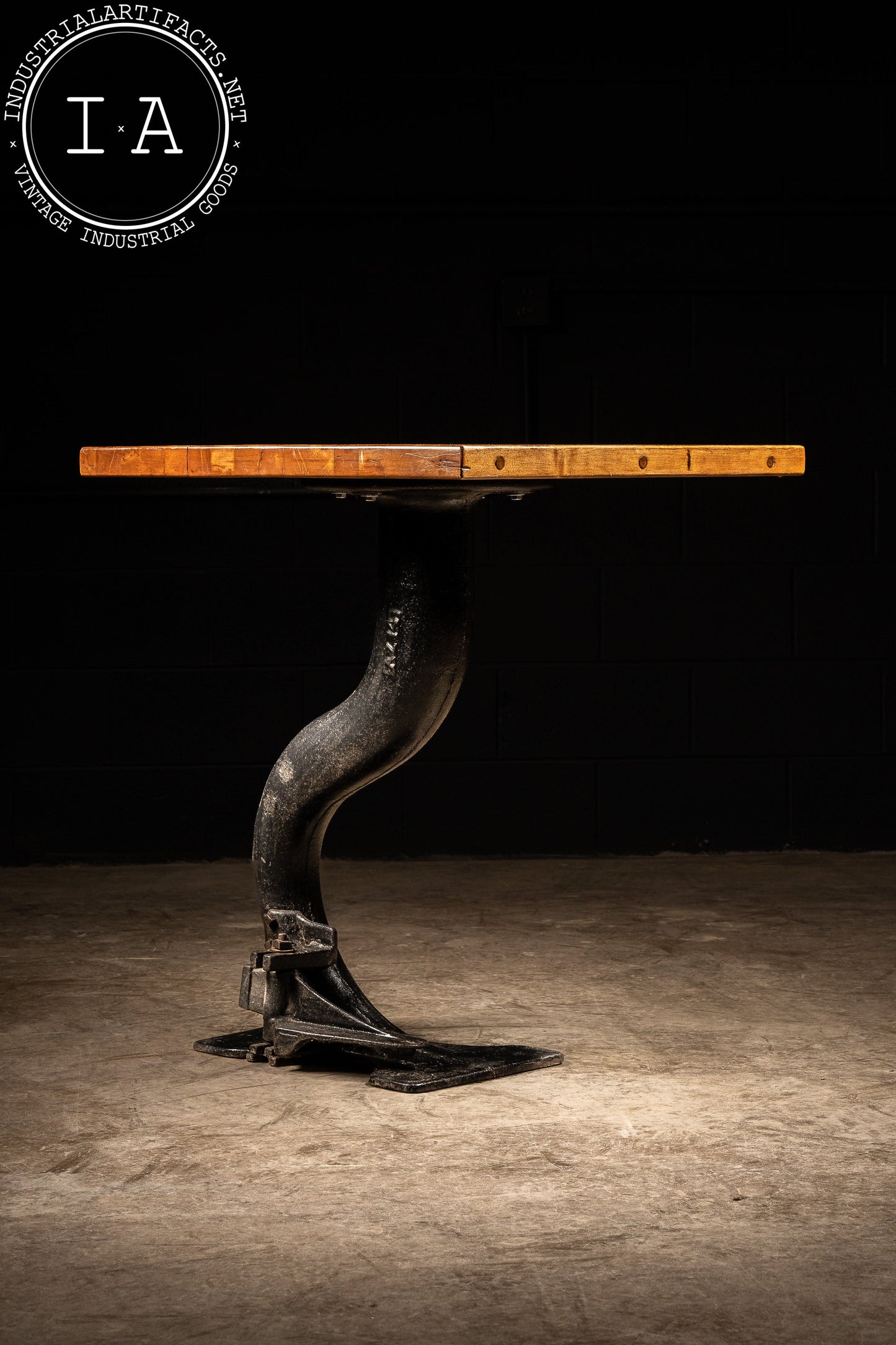 Vintage Cast Iron Machine Base Pub Table